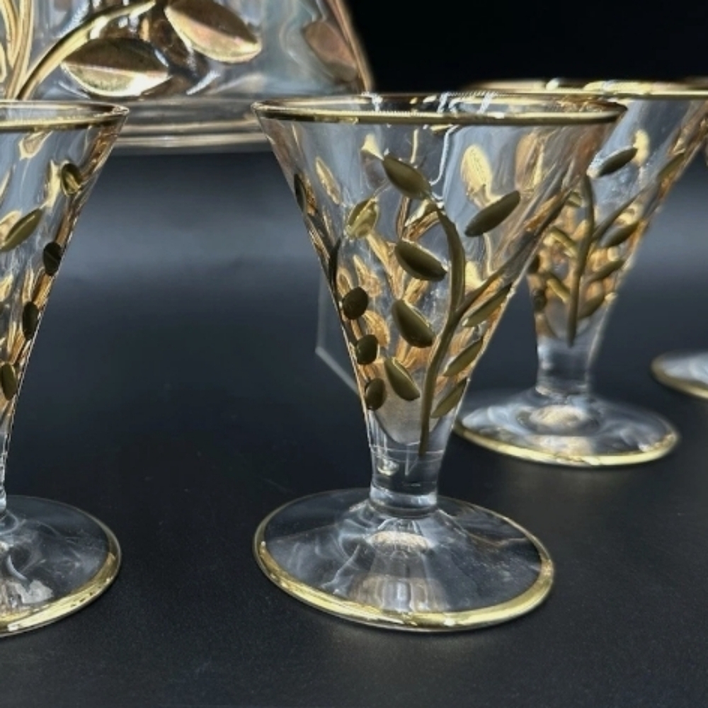 RCR Royal Crystal Rock Laurus 4 Piece Set ~ Cordial Clear With Gold